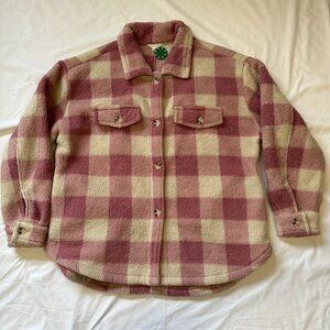 Aeropostale Pink Plaid Fleece Teddy Jacket Shacket L